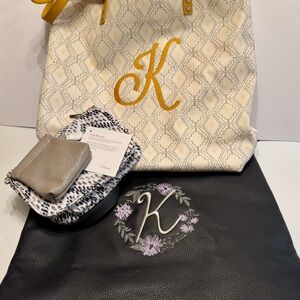 Set of 4 31 items- 2 purses, one lined pouch, and one coin purse Monogrammed K